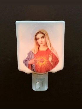 Porcelain Sacred Heart of Mary Night Light with Gift Box